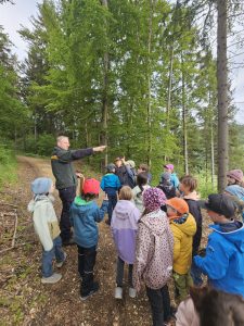 Naturtag der Förster erklärt den Kindern den Wald